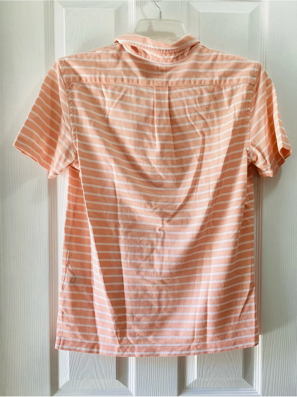 Ralph Lauren Peach and White Striped Short-Sleeve Polo